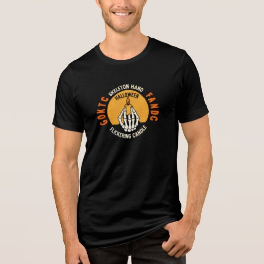 T-shirt En Tri-matière Skeleton tenant main Flickering bougie Halloween (Recto)