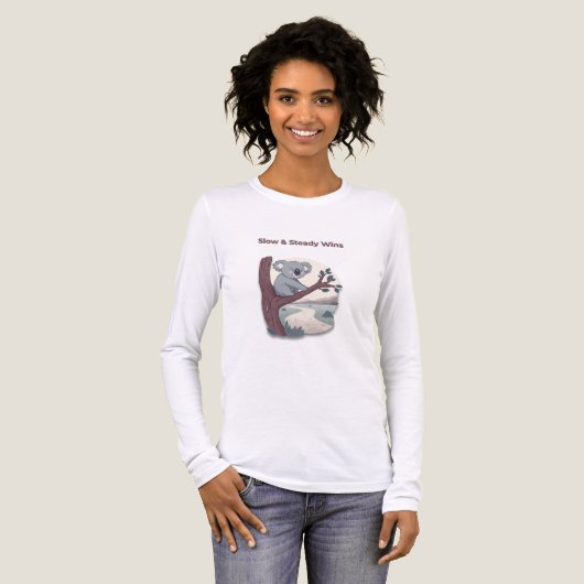 T-shirt En Tri-matière **"Slow & Steady Wins – Motivational Cute Koala "* (Recto complet)