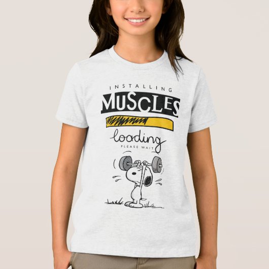 T-shirt En Tri-matière Snoopy Cartoon Lifting Weights (Recto)