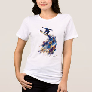 T-shirt En Tri-matière Snowboardeur abstrait Encre fluide Aquarelle Act