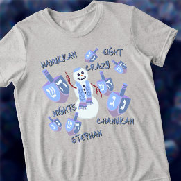 T-shirt En Tri-matière Snowman Dreidels Funny 8 nuits folles Hanoukka