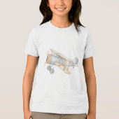T-shirt En Tri-matière Soft Pastel Biplane Illustration (Recto)