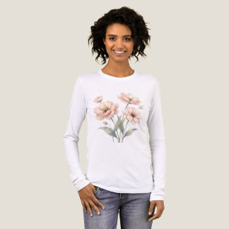 T-shirt En Tri-matière Soft Pink Floral Watercolor Bouquet Art