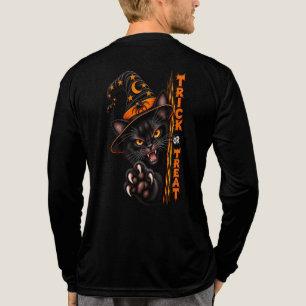 T-shirt En Tri-matière Sorcière Chat Noir Effrayant Halloween Trick or Tr