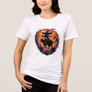 T-shirt En Tri-matière Sorcière gothique chat noir Halloween lune