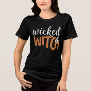 T-shirt En Tri-matière Sorcière Méchante Orange Noir Drôle Fantôme d'Hall