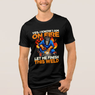 T-shirt En Tri-matière Soudeur Drôle Oui Je Sais Que Je Suis En Feu Homme