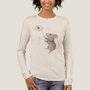 T-shirt En Tri-matière souris mignonne vole sur le pissenlit