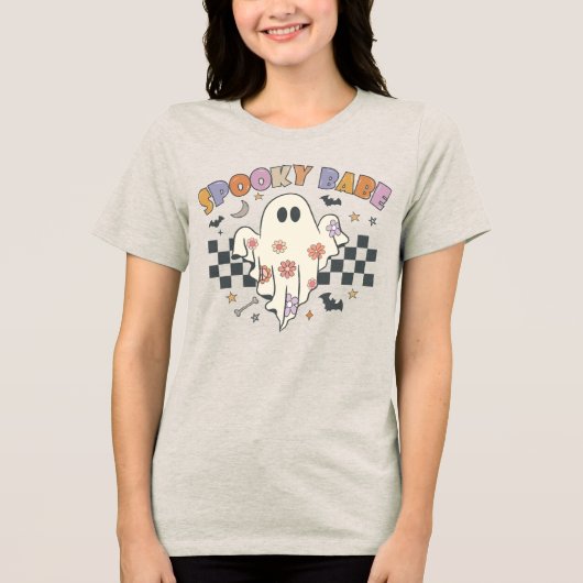 T-shirt En Tri-matière Spooky Baby Retro Ghost Plaid (Recto)