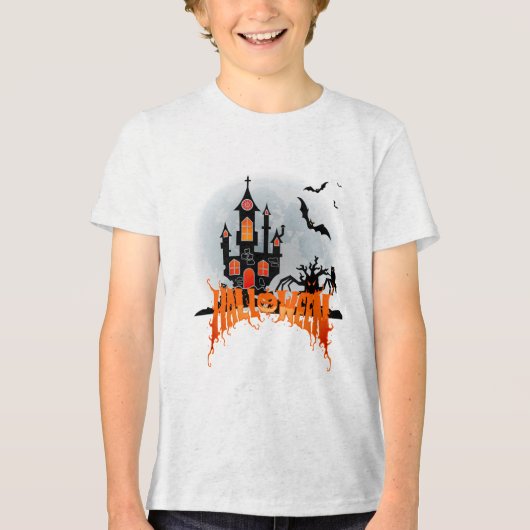 T-shirt En Tri-matière Spooky Haunted Castle Halloween Youth Bats Trick (Recto)