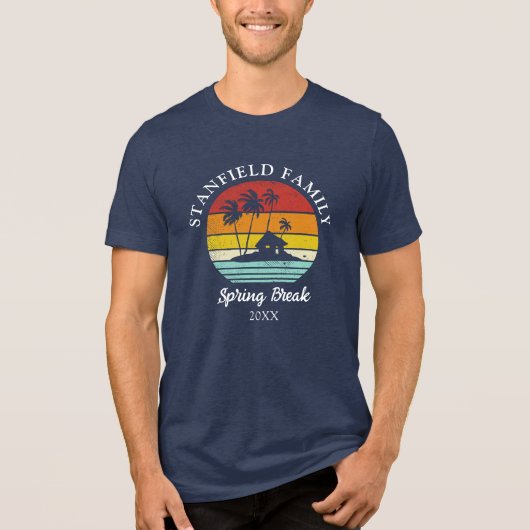 T-shirt En Tri-matière Spring Break Beach Hut Palm Trees Famille (Recto)
