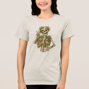 T-shirt En Tri-matière Squelette botanique en posture de paix - L'humour