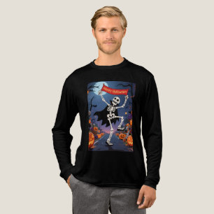T-shirt En Tri-matière Squelette drôle dansant avec bannière "Joyeux Hall