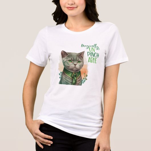 T-shirt En Tri-matière St Patrick Grey Chat Magique Un Pinchable (Recto)