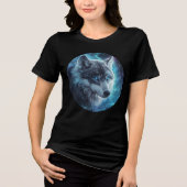 T-shirt En Tri-matière Starlit Blue-Eyed Wolf Galaxy Print (Recto)