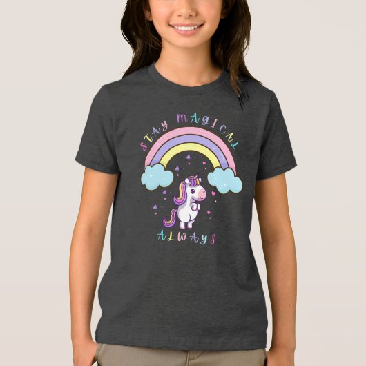 T-shirt En Tri-matière Stay Magical – Cute Unicorn & Rainbow Design (Recto)