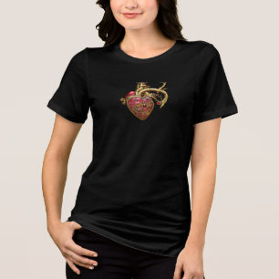 T-shirt En Tri-matière Steampunk Coeur Anatomique rubis et engrenages