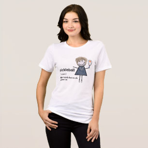 T-shirt En Tri-matière Stick Figure Girl Pickleball et Paddle