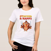 T-shirt En Tri-matière Stuffed & Happy Turkey – Funny Thanksgiving Design (Recto)