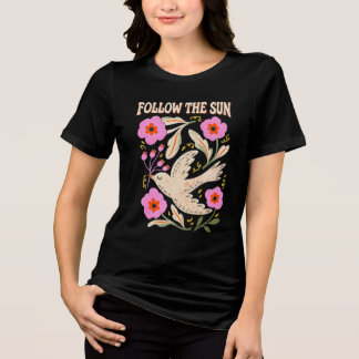 T-shirt En Tri-matière Suivez l'oiseau du soleil et floral vintage dessin