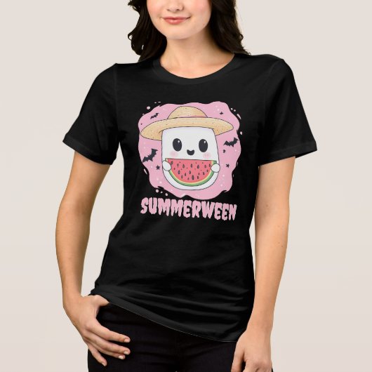 T-shirt En Tri-matière Summerween Cute Ghost Watermelon Summer (Recto)