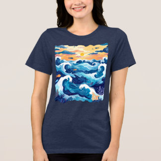 T-shirt En Tri-matière Sunset Ocean Waves T-Shirt – Artistic Sea and Sky 