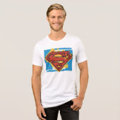 T-shirt En Tri-matière Superman S-Shield | Logo Arrière - plan bleu peint (Recto plein)