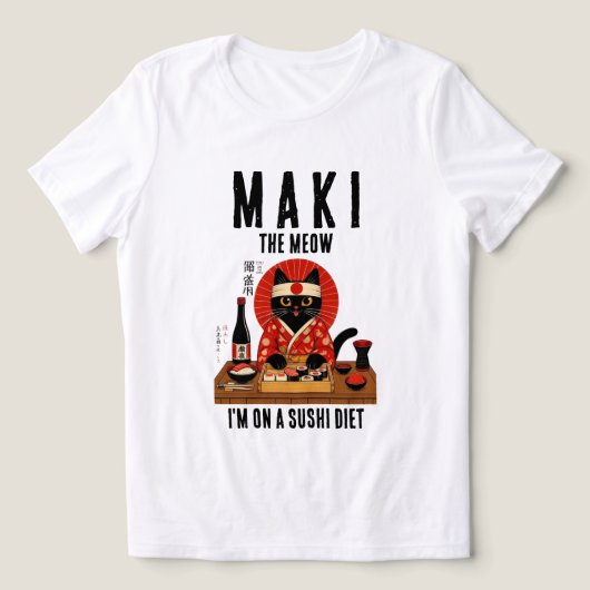T-shirt En Tri-matière Sushi cat sur le régime drôle (Design Recto)