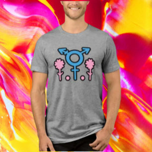 T-shirt En Tri-matière Symbole de la Fierté Trans en fleurs Tee