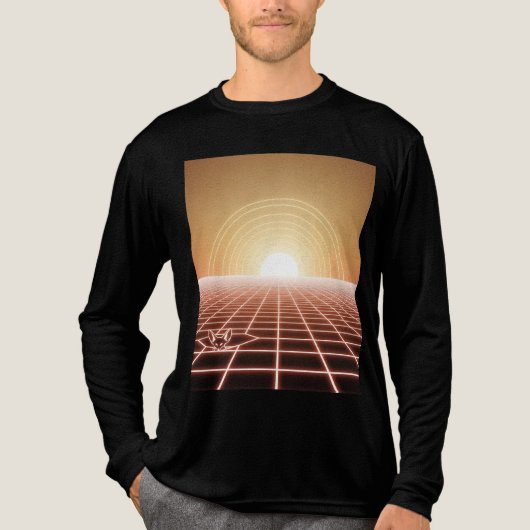 T-shirt En Tri-matière Synthwave Desert Sunset - Neon Fox Horizon (Recto)