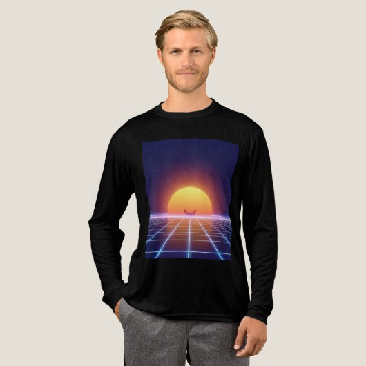 T-shirt En Tri-matière Synthwave Sunset Fox - Retro Futurism Art (Recto complet)