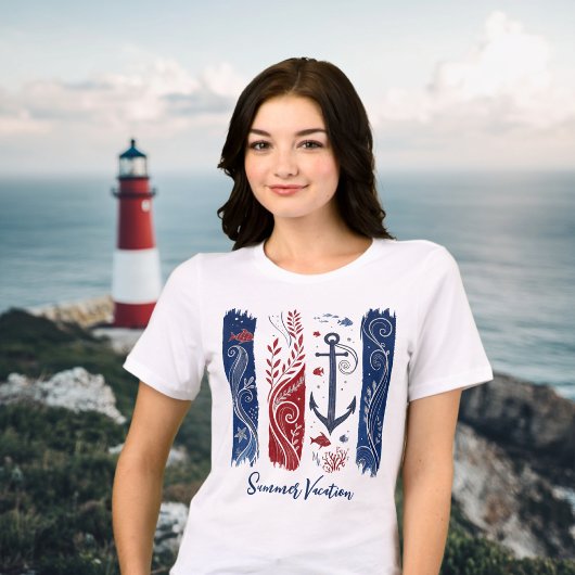 T-shirt En Tri-matière T-shirt Ancre nautique, Vagues océaniques côtières