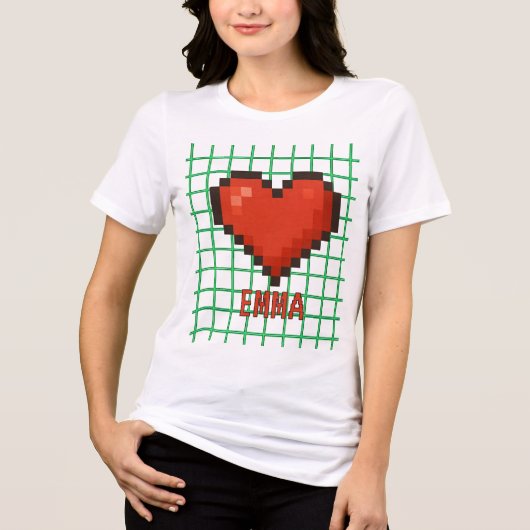 T-shirt En Tri-matière T-shirt Coeur rétro personnalisé - Nom modifiable (Recto)