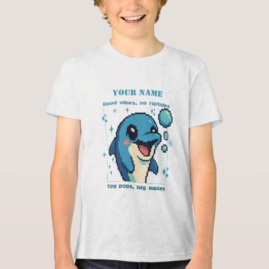 T-shirt En Tri-matière T-shirt Dolphin Pixel personnalisé — Nom personnal (Recto)