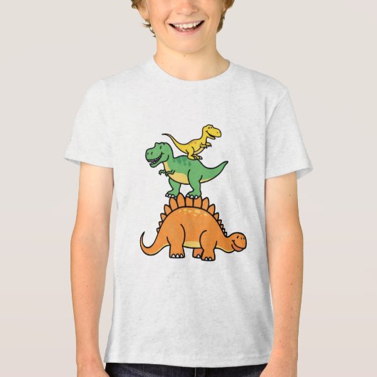 T-shirt En Tri-matière T-shirt enfant Dinosaures en caricature empilée (Recto)