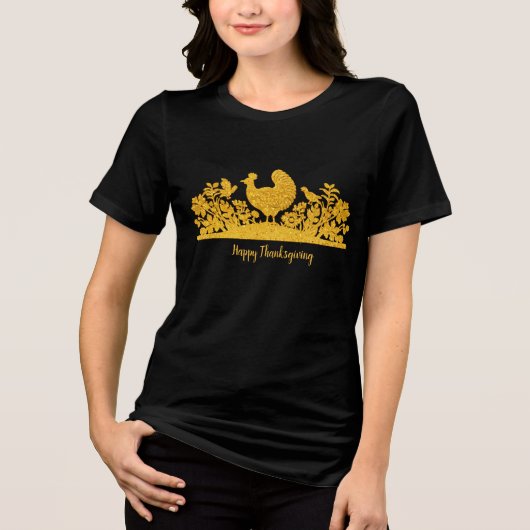 T-shirt En Tri-matière T-shirt femme florale Turquie Thanksgiving or (Recto)