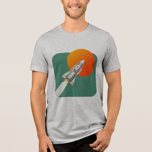 T-shirt En Tri-matière T-Shirt Graphique À Fusée Tri-Blend (Recto)