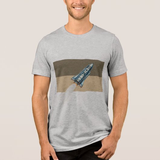 T-shirt En Tri-matière T-Shirt Graphique À Fusée Tri-Blend (Recto)