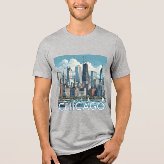 T-shirt En Tri-matière T-shirt graphique en ligne Skyline CHICAGO (Recto)