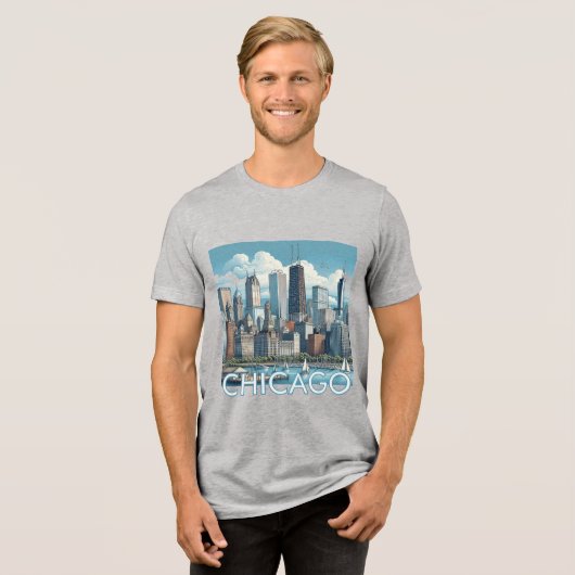 T-shirt En Tri-matière T-shirt graphique en ligne Skyline CHICAGO (Recto plein)