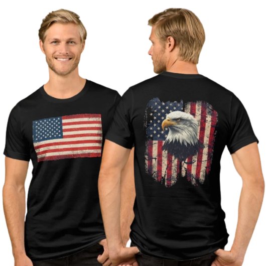 T-shirt En Tri-matière T-shirt homme Drapeau américain et aigle en détres