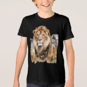T-shirt En Tri-matière T-shirt lion jeune garçon en noir. (Recto)