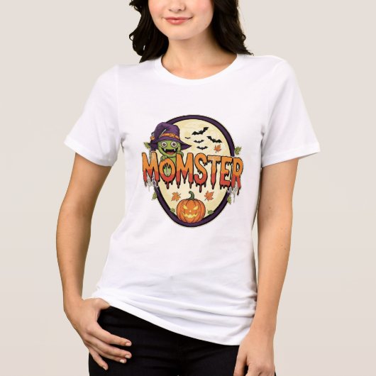 T-shirt En Tri-matière T-shirt "Momster" Halloween de haute qualité (Recto)