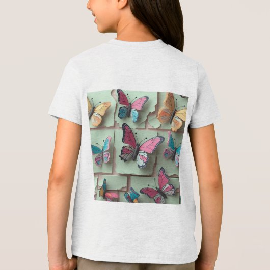 T-shirt En Tri-matière T-shirt papillon à l'aquarelle Dreamy pour enfants (Verso)