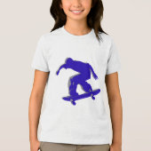 T-shirt En Tri-matière T-Shirt Silhouette du Skateboarder Bleu (Recto)