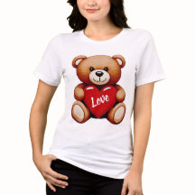 T-shirt tri-matière "Amour" avec un ourson mignon