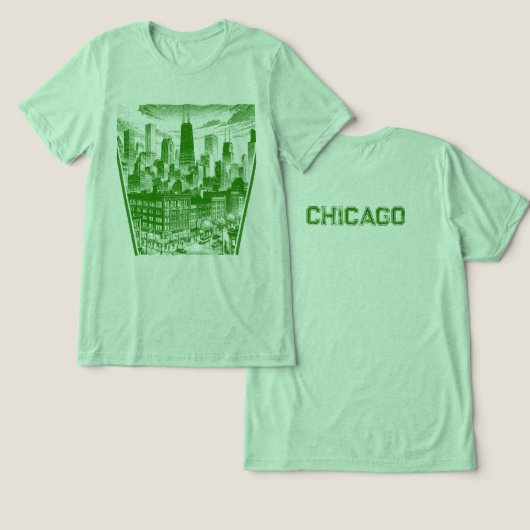 T-shirt En Tri-matière T-shirt vert de Chicago (Design Recto & Verso)