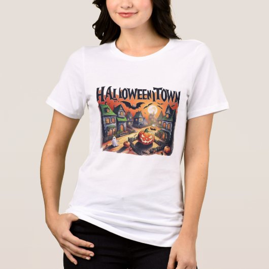 T-shirt En Tri-matière T-Shirt Village d'Halloween - Enchantant Scène Éff (Recto)