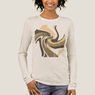 T-shirt En Tri-matière Tan Taupe Brown Fleur Motif Abstrait