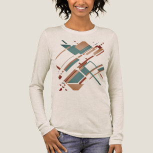 T-shirt En Tri-matière Tan Turquoise rouille incliné MCM Look géométrique